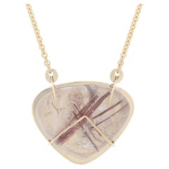 New Custom Tourmalated Quartz Necklace, 14k Yellow Gold Cable Chain