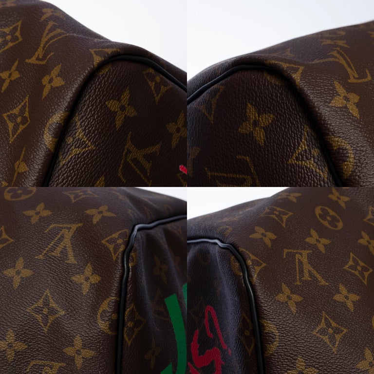 Louis Vuitton New- Unique- Keepall 55 Macassar shoulder strap in brown  monogram canvas customized JOKER Cloth ref.478275 - Joli Closet
