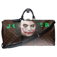 Nouveau sac de voyage Keepall 55 personnalisé Louis Vuitton en macassar « JOKER »