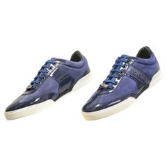 NEW DARK BLUE SUEDE LEATHER SNEAKERS w/PATENT LEATHER DETAILS 40 - 7