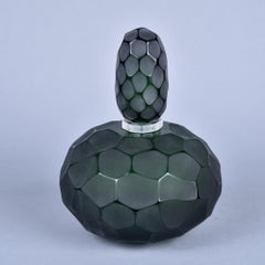 New Dark Green Murano Glass Battuto Perfume Bottle