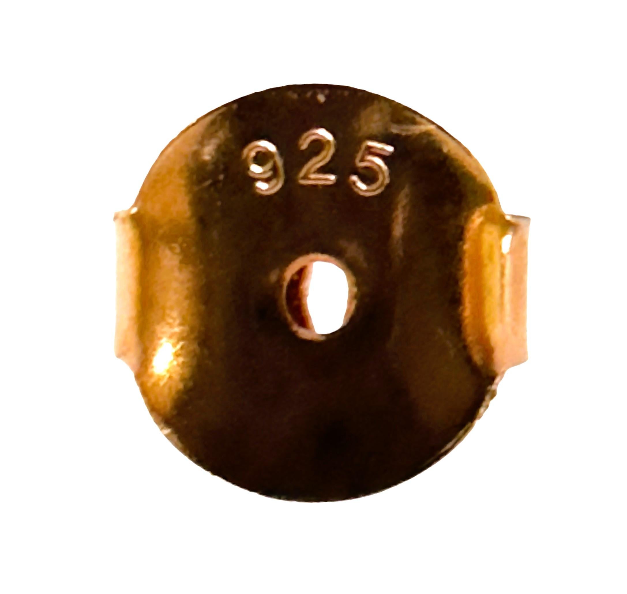 Neu Dunkel Orange Rot Granat Roségold vergoldete Sterling-Ohrringe (Rundschliff)