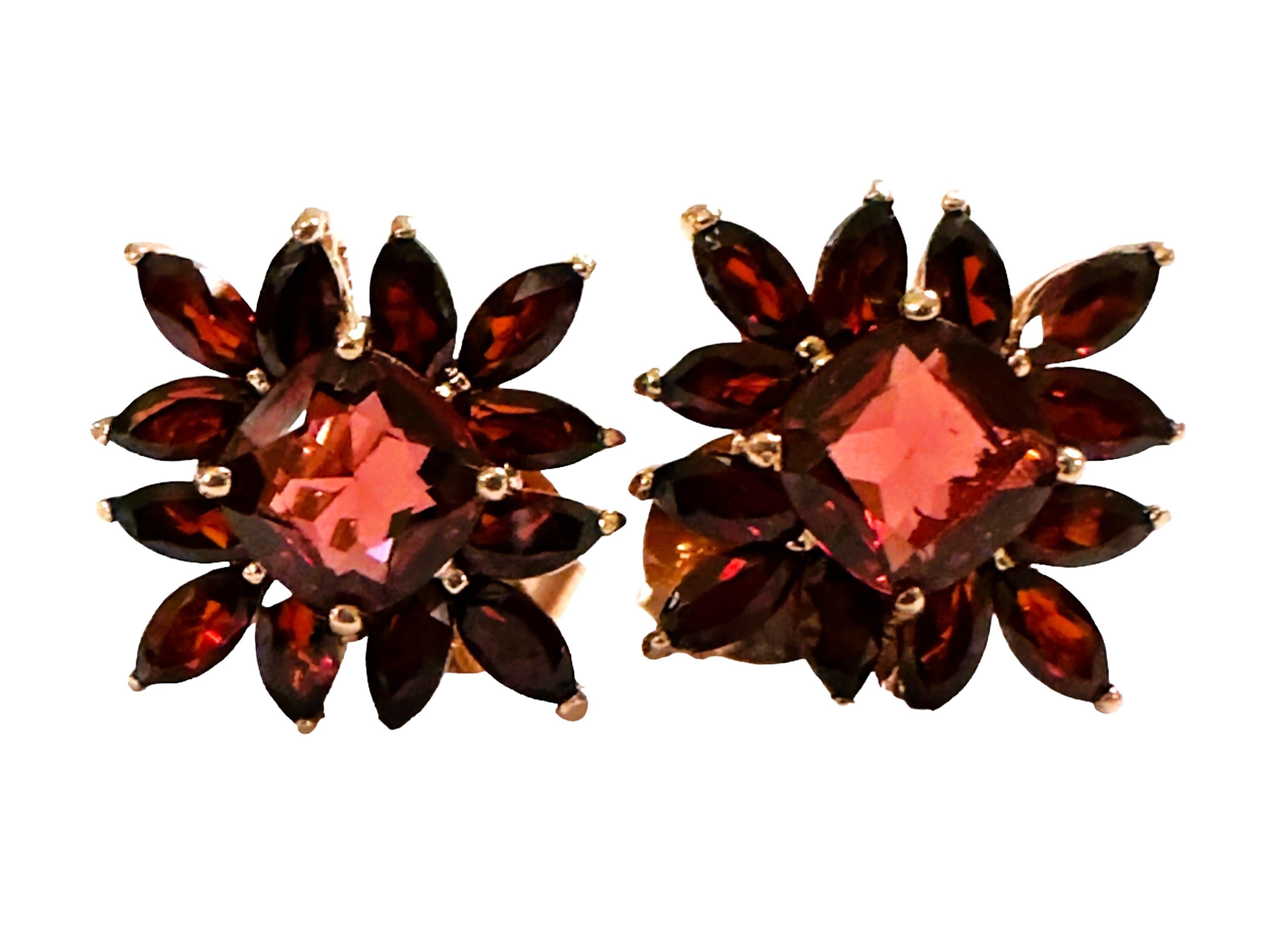 Neu Dunkel Orange Rot Granat Roségold vergoldete Sterling-Ohrringe im Zustand „Neu“ in Eagan, MN