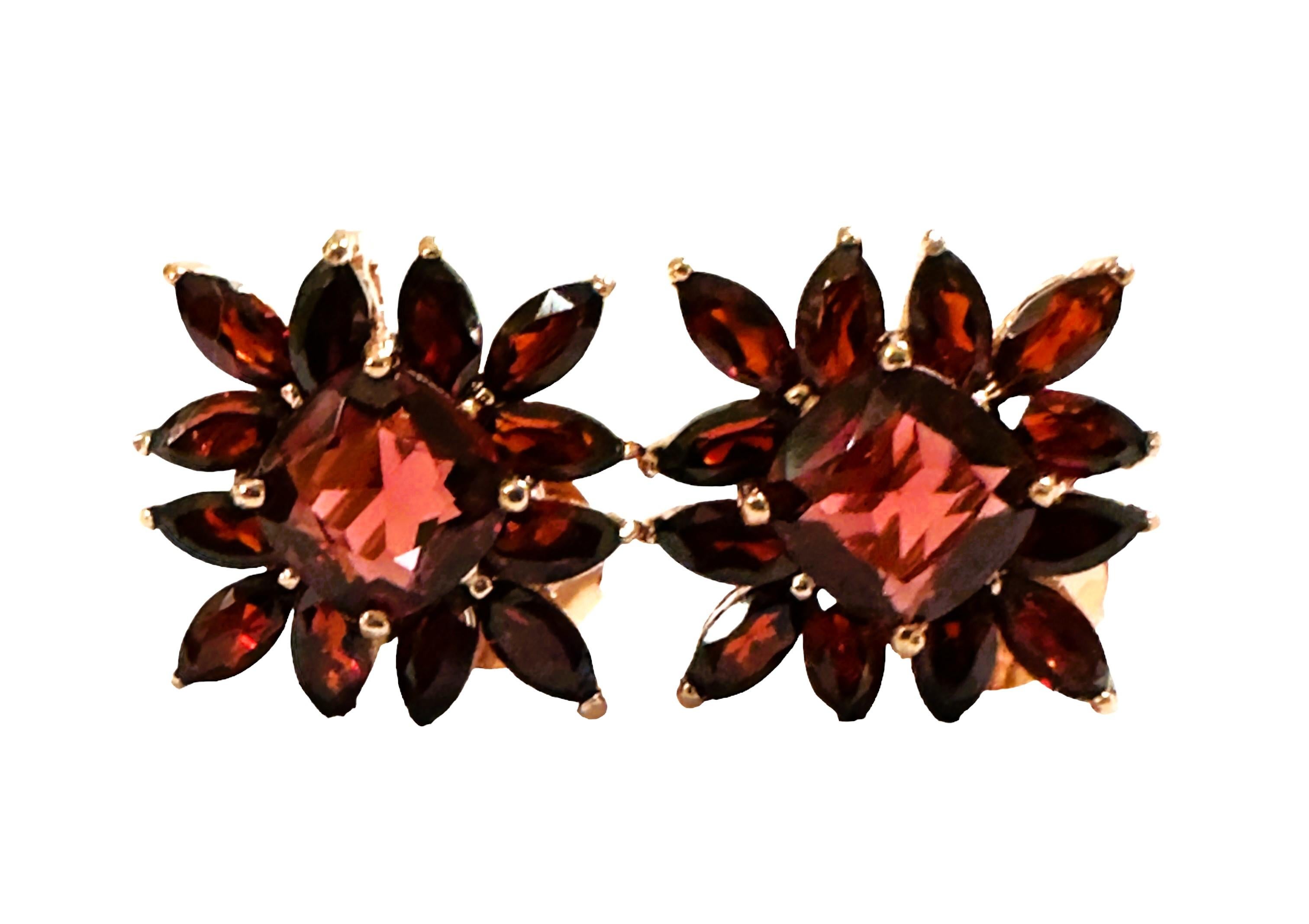 Neu Dunkel Orange Rot Granat Roségold vergoldete Sterling-Ohrringe 1