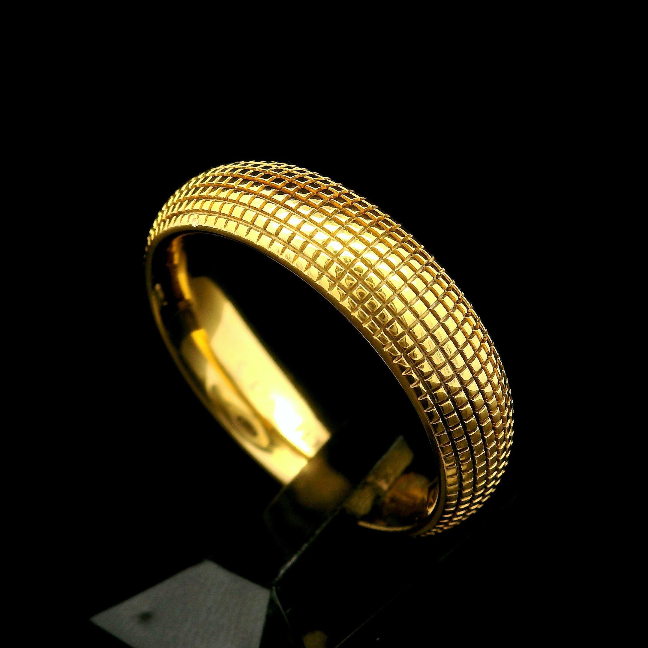 New David Yurman 18k Yellow Gold 5.9mm Wide Textured Sky Band Ring Sz 9.5 1