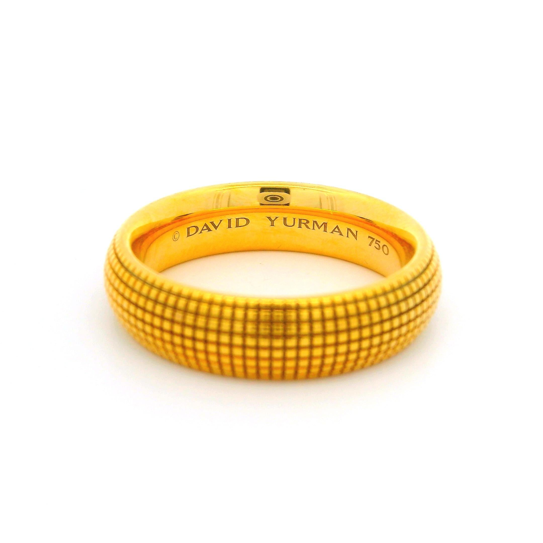 New David Yurman 18k Yellow Gold 5.9mm Wide Textured Sky Band Ring Sz 9.5 2