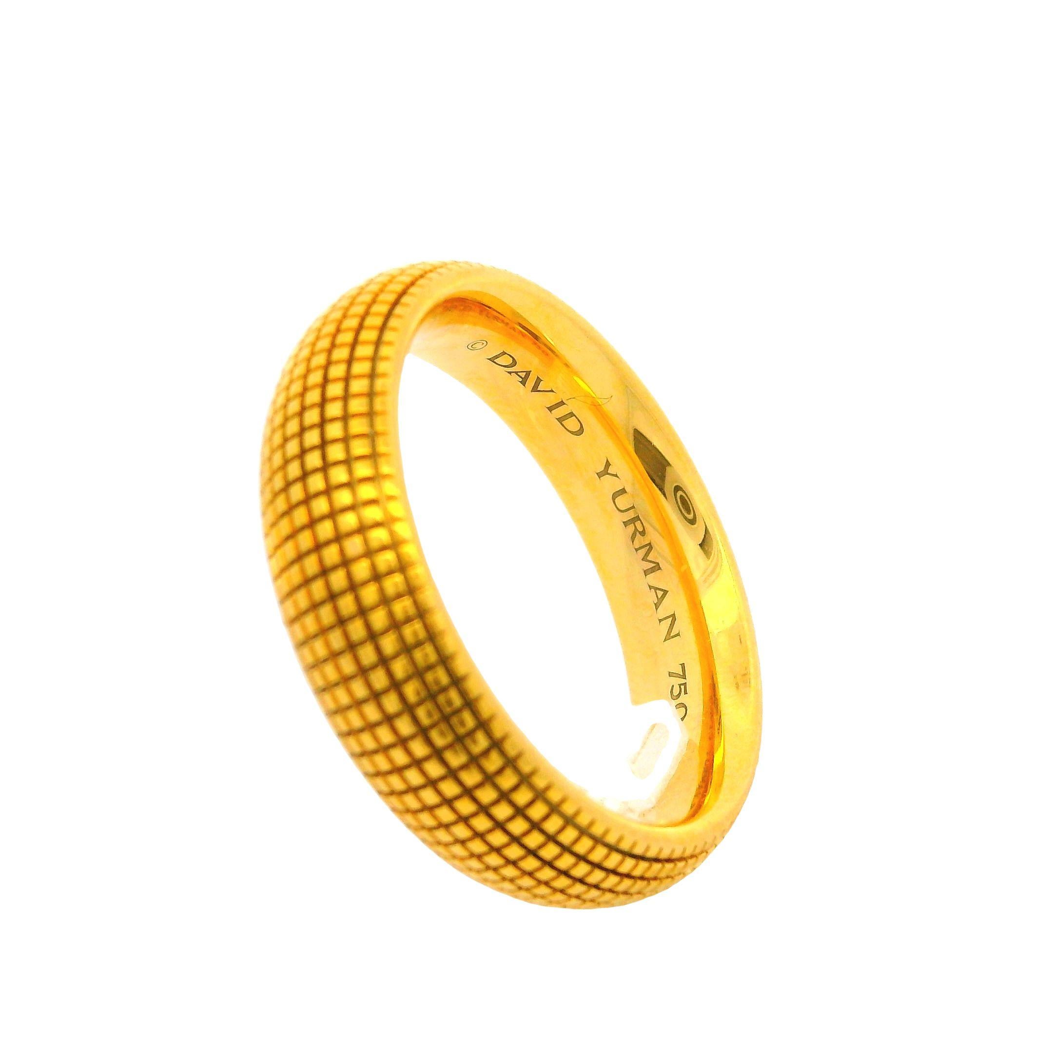 New David Yurman 18k Yellow Gold 5.9mm Wide Textured Sky Band Ring Sz 9.5 5