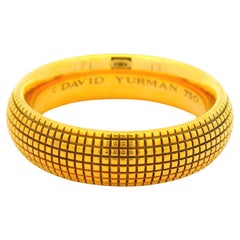 New David Yurman 18k Yellow Gold 5.9mm Wide Textured Sky Band Ring Sz 9.5