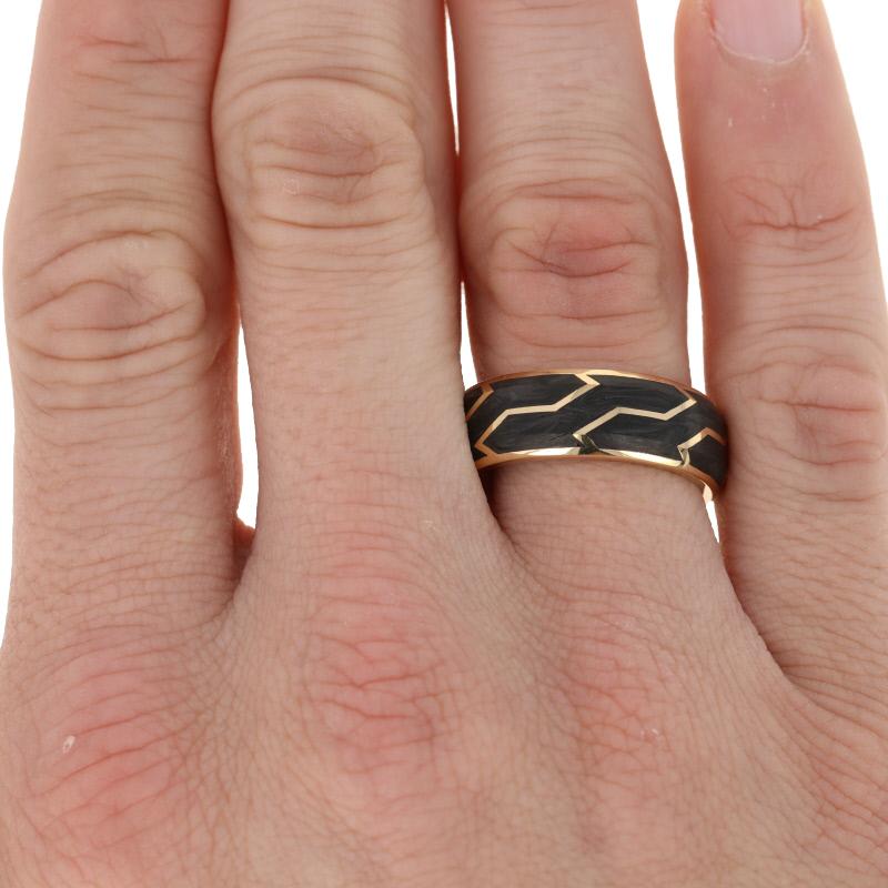 forged carbon band ring with 18k yellow gold