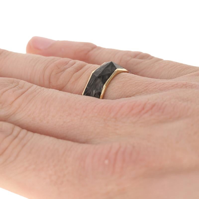 New David Yurman Torqued Faceted Forged Carbon Band 18k Gold Ring 4