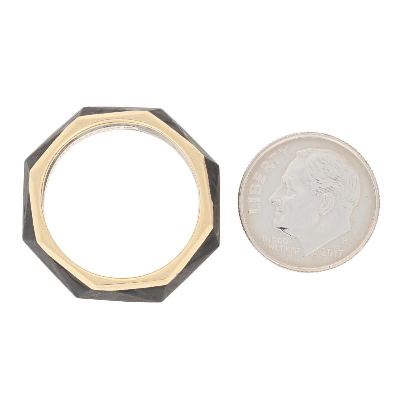 New David Yurman Torqued Faceted Forged Carbon Band 18k Gold Ring 5