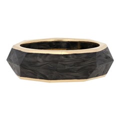 New David Yurman Torqued Faceted Forged Carbon Band 18k Gold Ring
