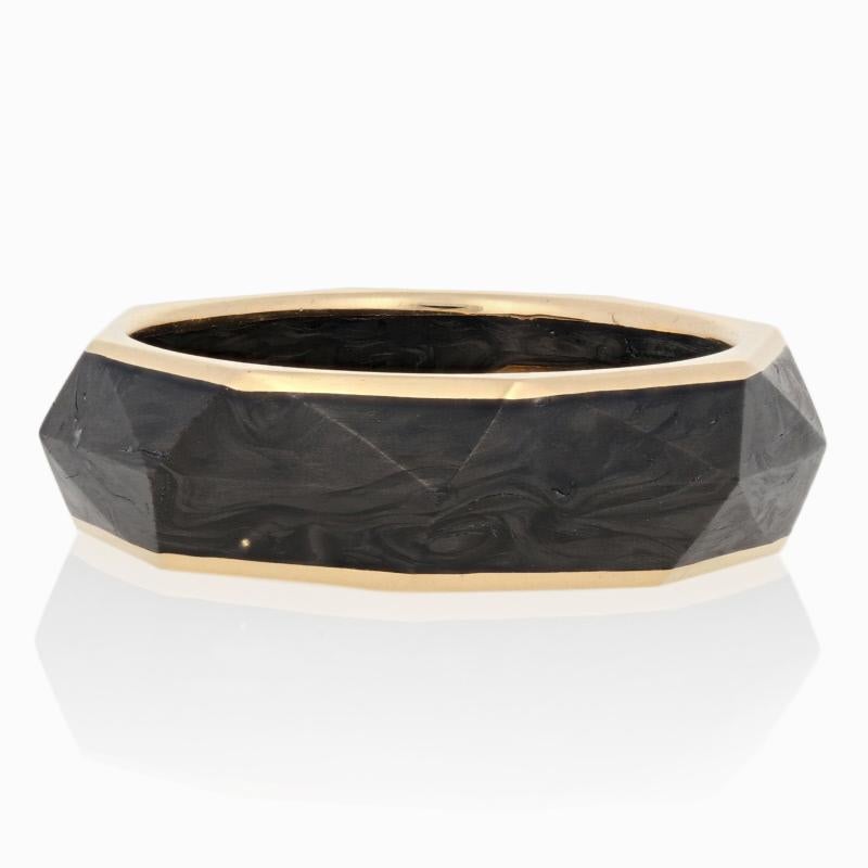 Originally retailing for $2500, this handsome designer band is being offered here for a much more wallet-friendly price!

This ring is a size 11 1/4.

Brand: David Yurman
Collection: Forged Carbon

Metal Content: Guaranteed 18k Gold as