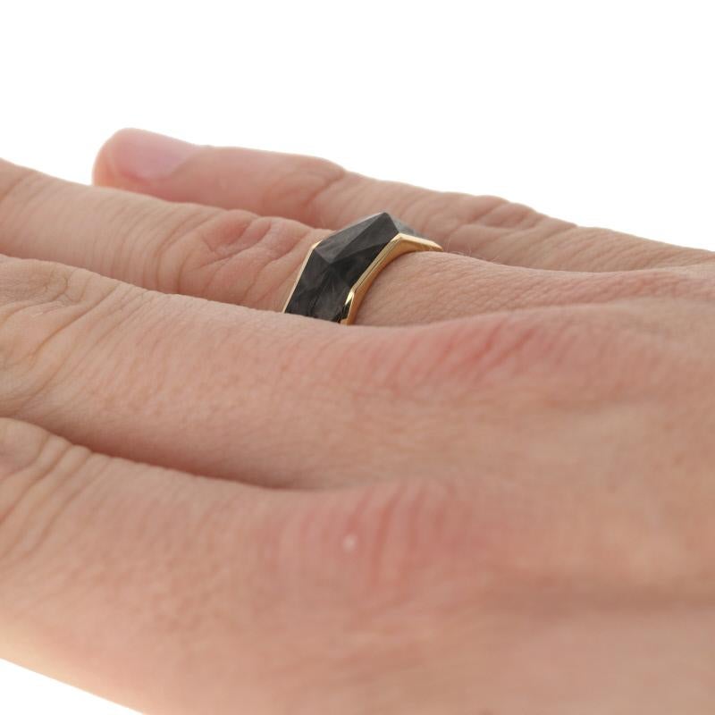 Men's David Yurman Torqued Faceted Forged Carbon Band 18 Karat Yellow Gold Ring