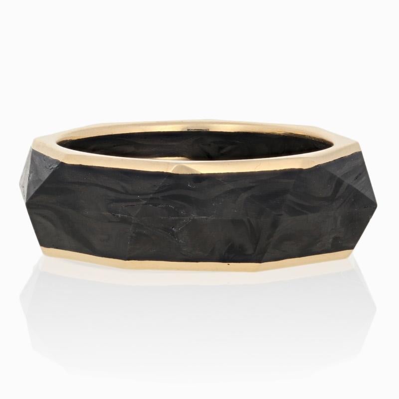 Originally retailing for $2500, this handsome designer band is being offered here for a much more wallet-friendly price!

This ring is a size 9.

Brand: David Yurman
Collection: Forged Carbon

Metal Content: Guaranteed 18k Gold as stamped

Material