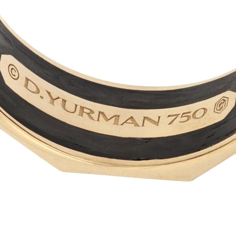 David Yurman Torqued Faceted Forged Carbon Band, 18 Karat Yellow Gold Ring In New Condition In Greensboro, NC