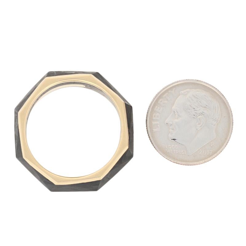 Men's David Yurman Torqued Faceted Forged Carbon Band, 18 Karat Yellow Gold Ring