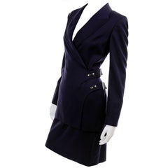 New Deadstock Claude Montana Vintage Blue 2 Piece Skirt 
Jacket Suit Sz 46/12