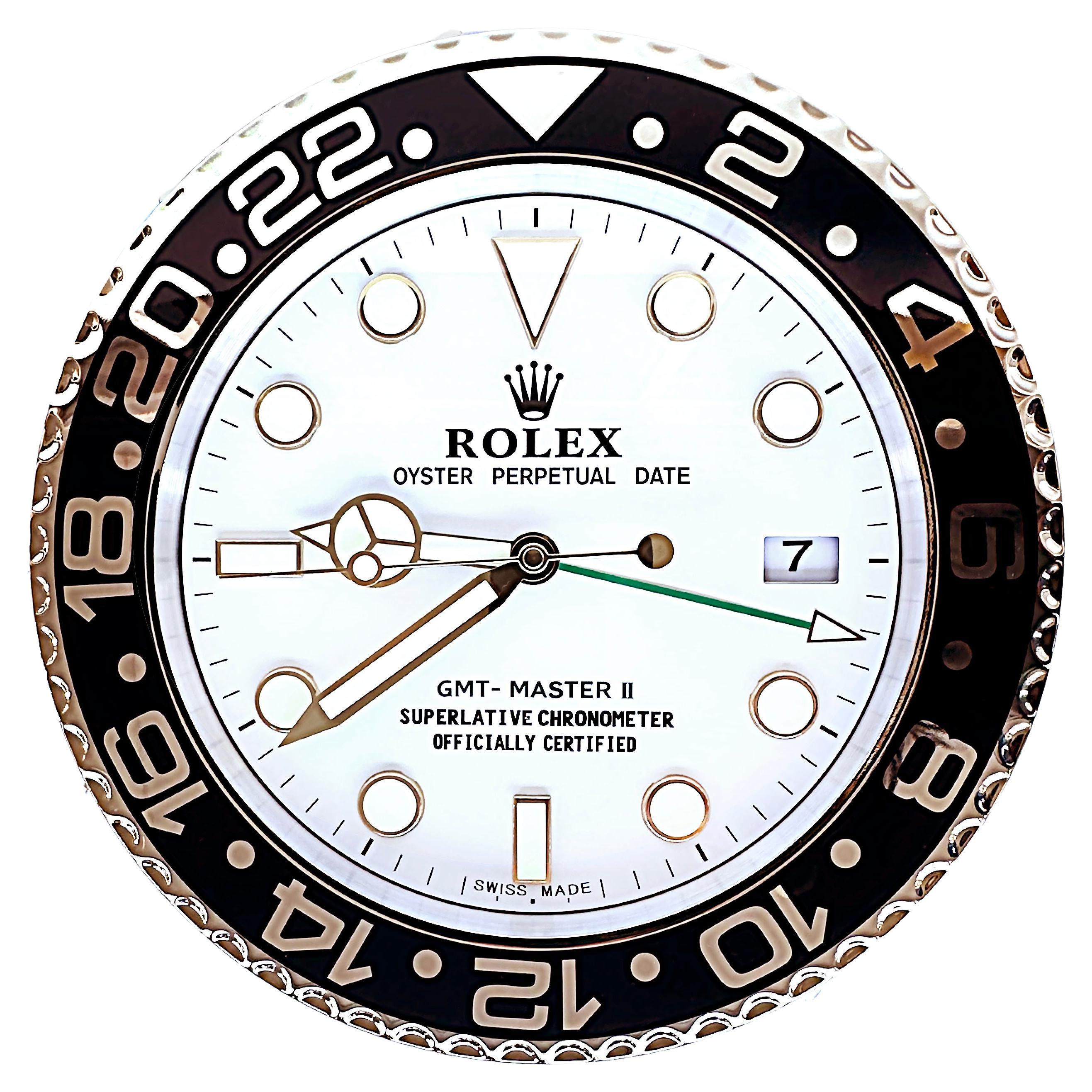 Horloge murale Rolex Oyster Perpetual Advertising New Dealer''s Alimenté  par batterie En vente sur 1stDibs