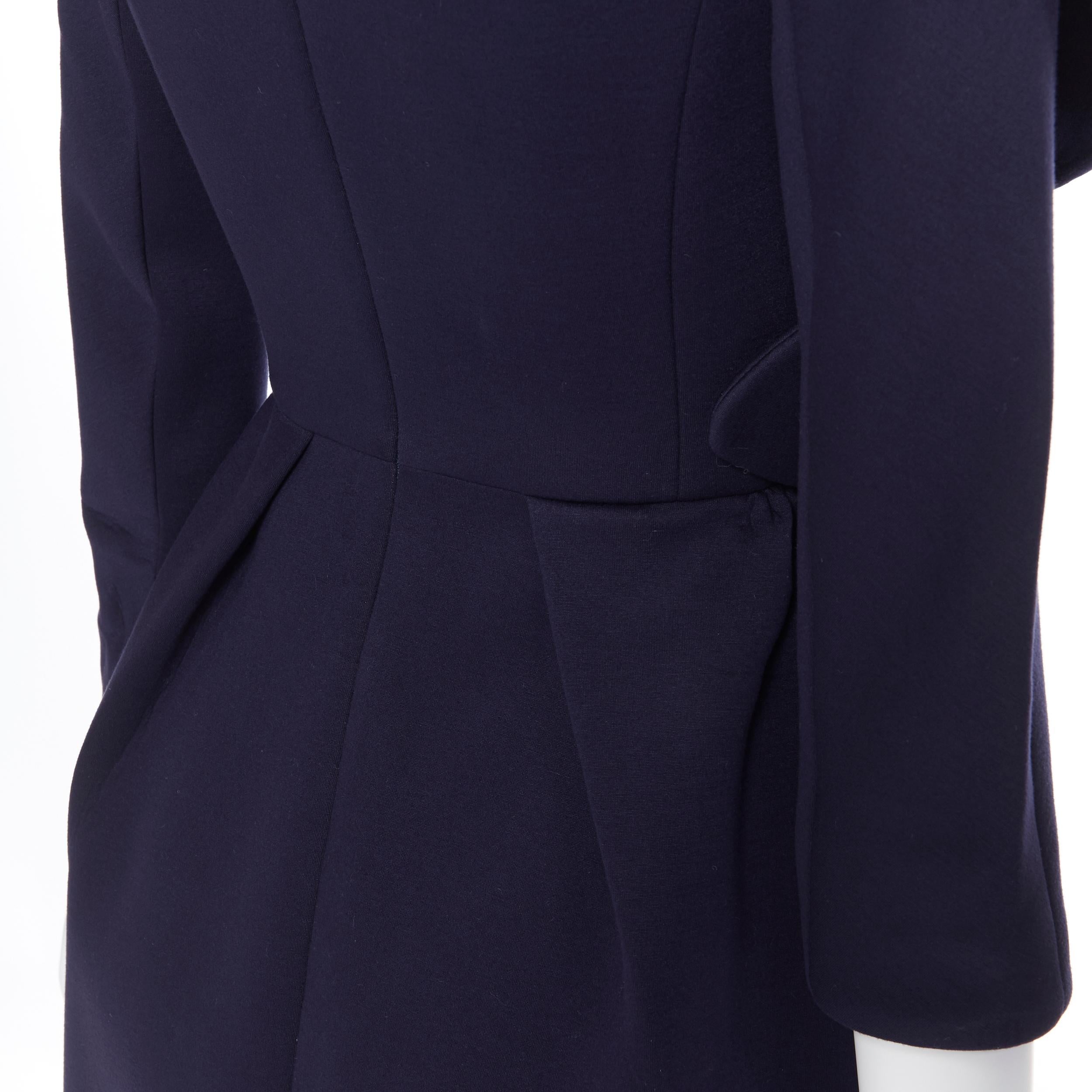 new DELPOZO navy jersey crepe large floral asymmetric neckline dress FR34 XS 3