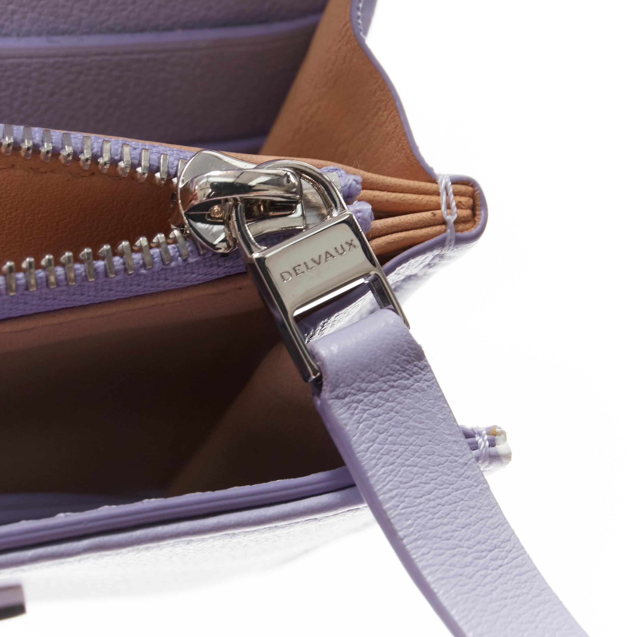 Women's new DELVAUX Madame pastel lilac purple long continental flap wallet