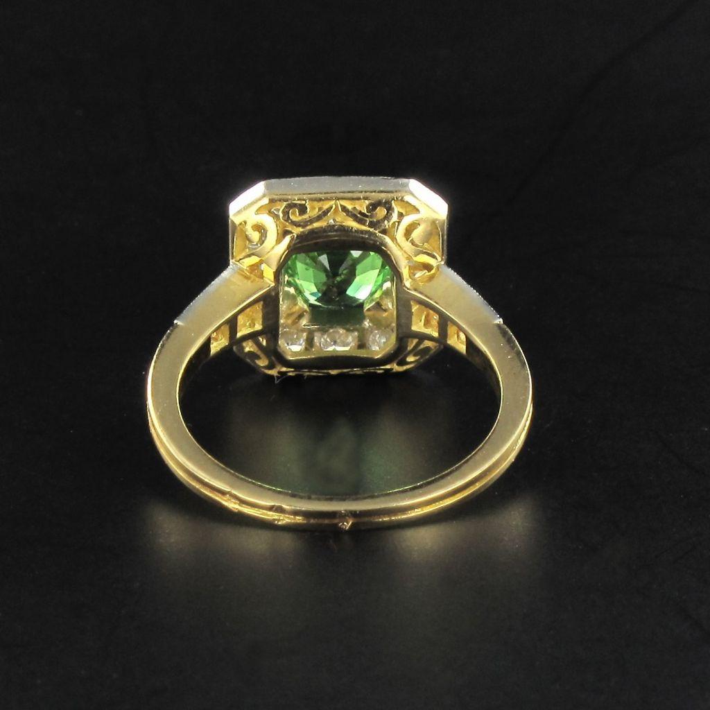 Demantoid Garnet Diamond Platinum Gold Ring 2