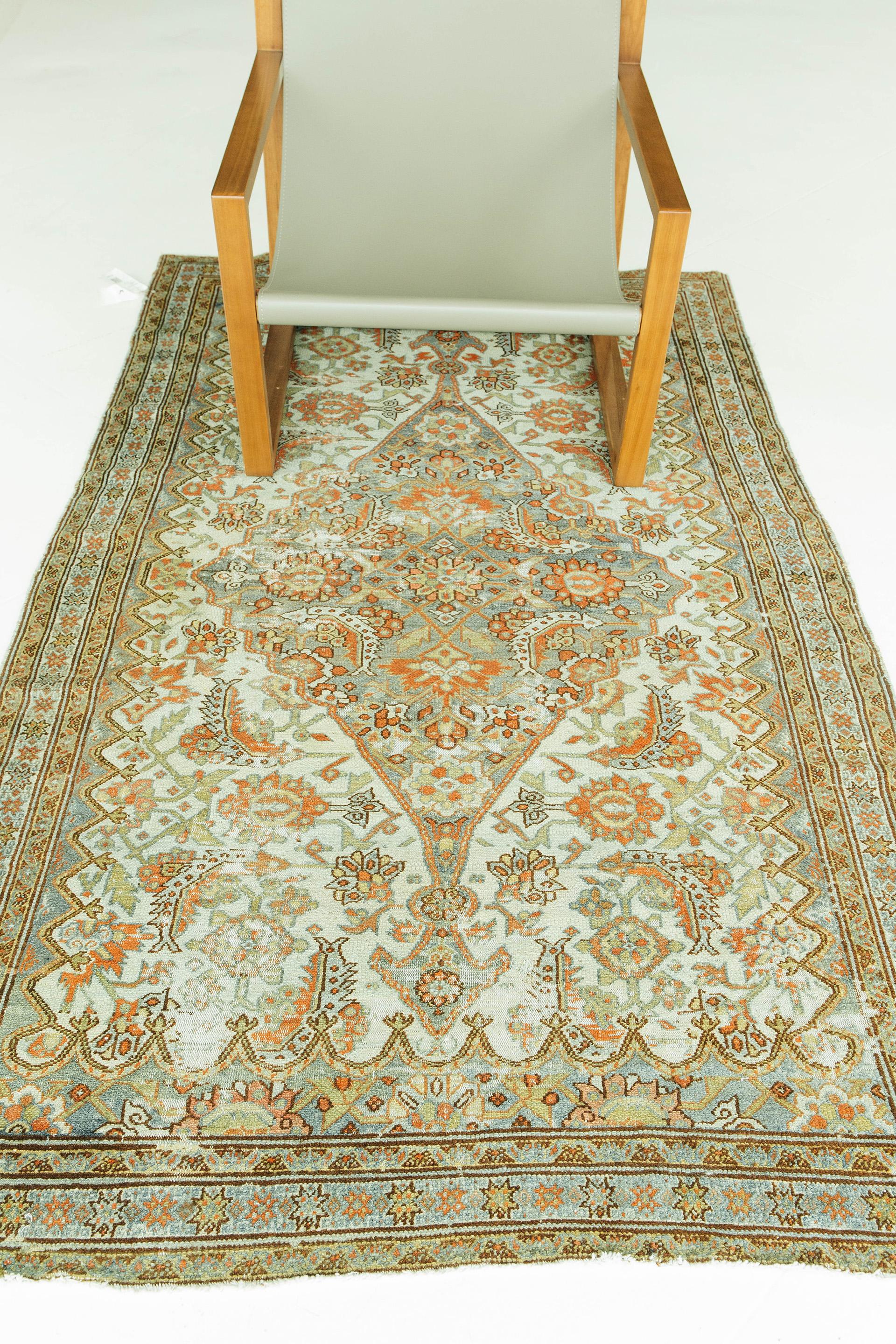 Hand-Knotted Antique Persian Bibikabad Rug For Sale