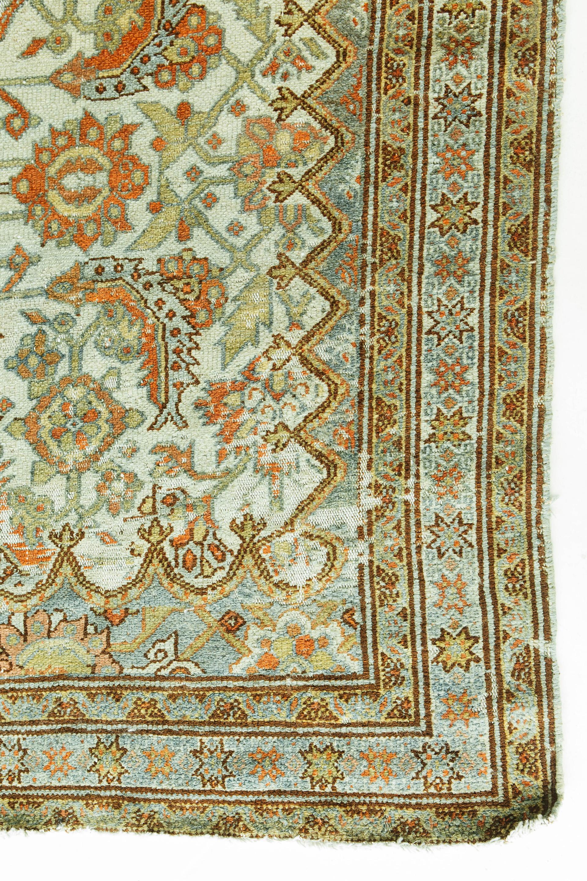 Antique Persian Bibikabad Rug In Fair Condition For Sale In WEST HOLLYWOOD, CA