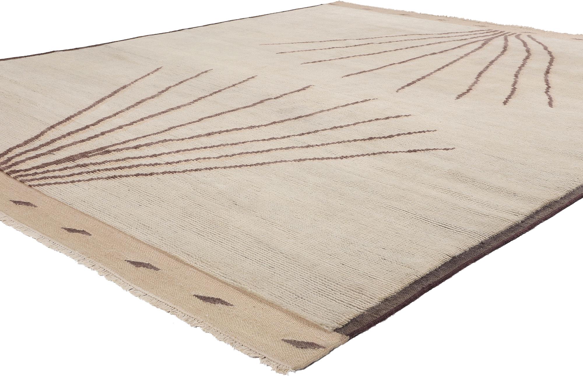 31189 New Desert Bloom Organic Modern Moroccan Rug, 08'02 x 09'10. Inspired by the tranquil beauty of the desert, the Desert Bloom Organic Modern Moroccan Rug brings a sense of earthy elegance to any space. Hand-knotted with fine wool, this Moroccan