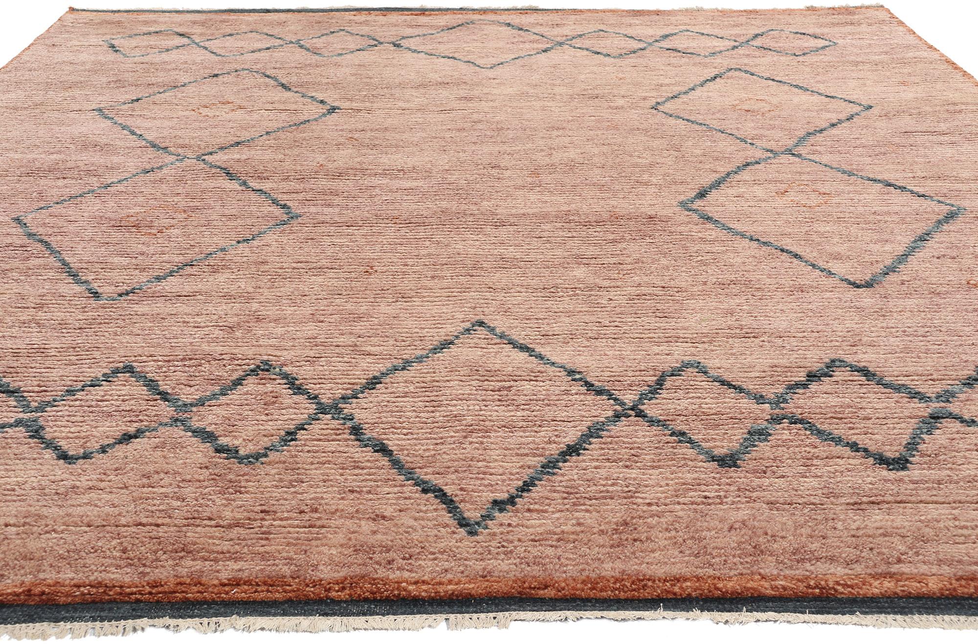 Bohemian New Desert Blush Modern Pink Moroccan Carpet with Transitional Style For Sale