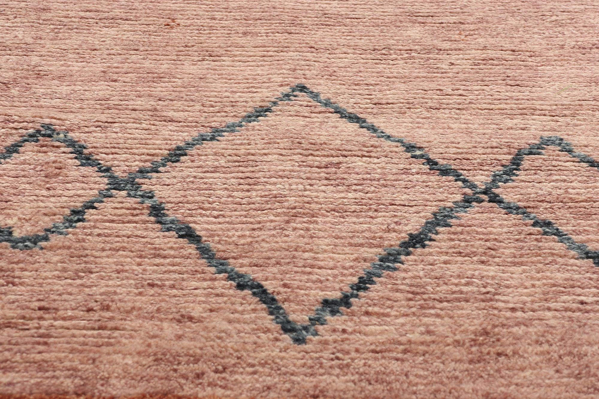 Hand-Knotted New Desert Blush Modern Pink Moroccan Carpet with Transitional Style For Sale