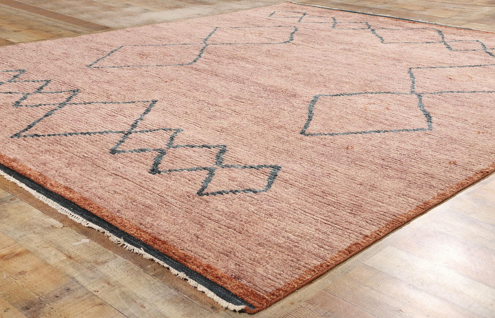 Contemporary New Desert Blush Modern Pink Moroccan Carpet with Transitional Style For Sale