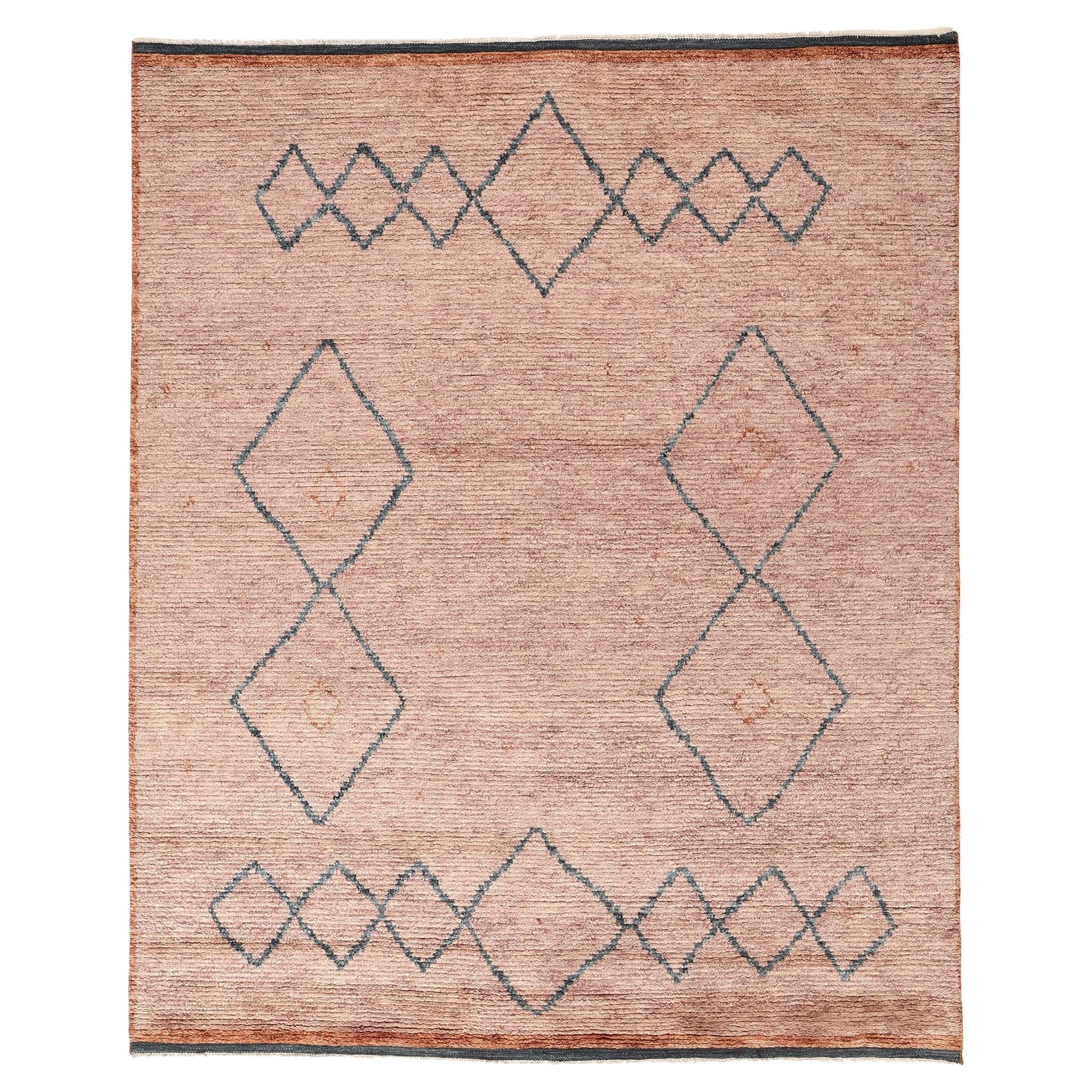 New Desert Blush Modern Pink Moroccan Carpet with Transitional Style