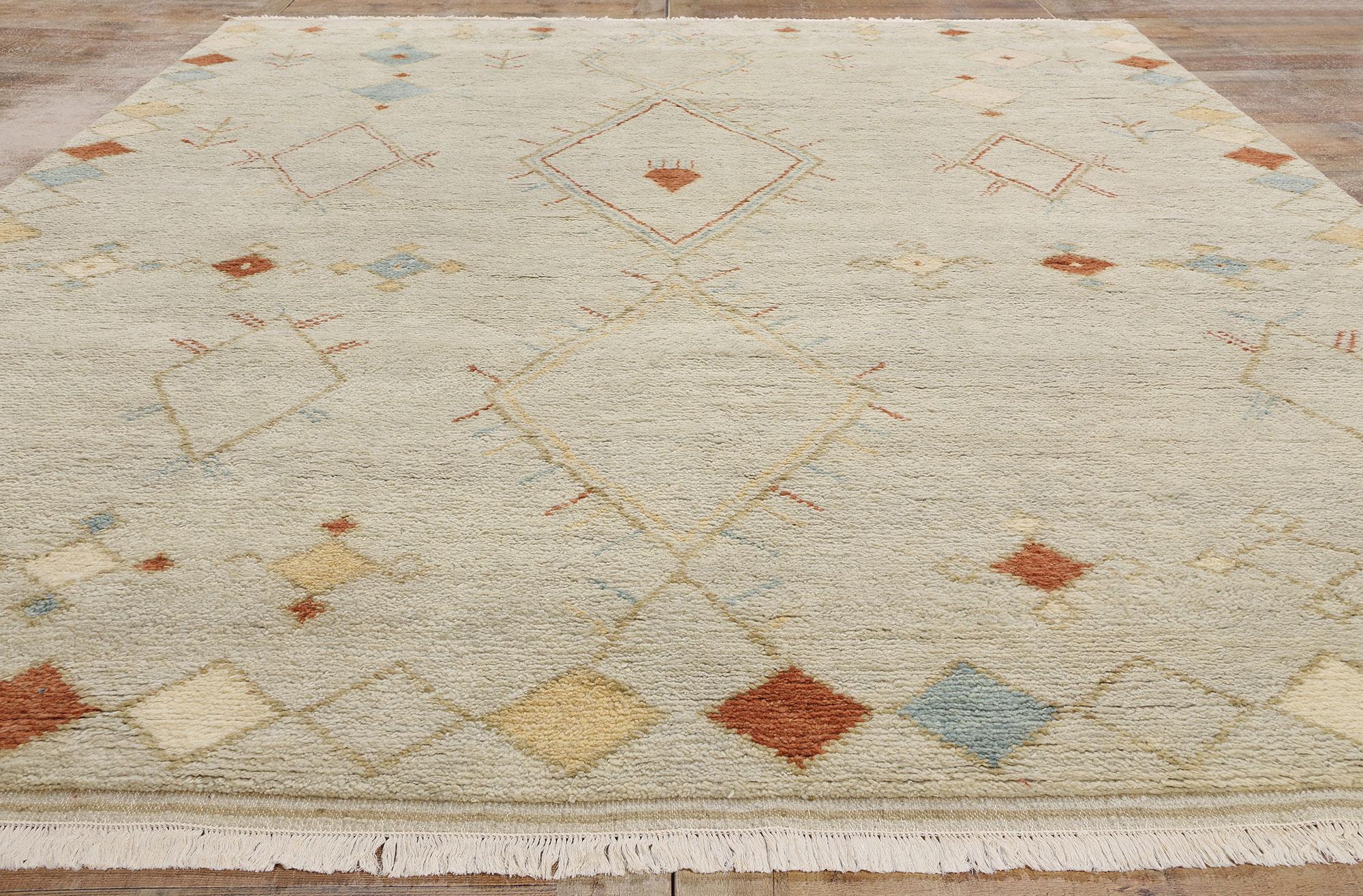 Wool New Desert Breeze Modern Moroccan Rug, 09'02 x 12'01 For Sale