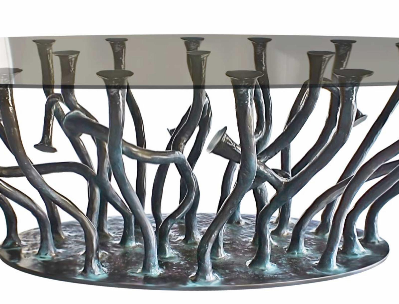 Modern New Design Bronze Glass Dining Table for 10/12 Persons For Sale