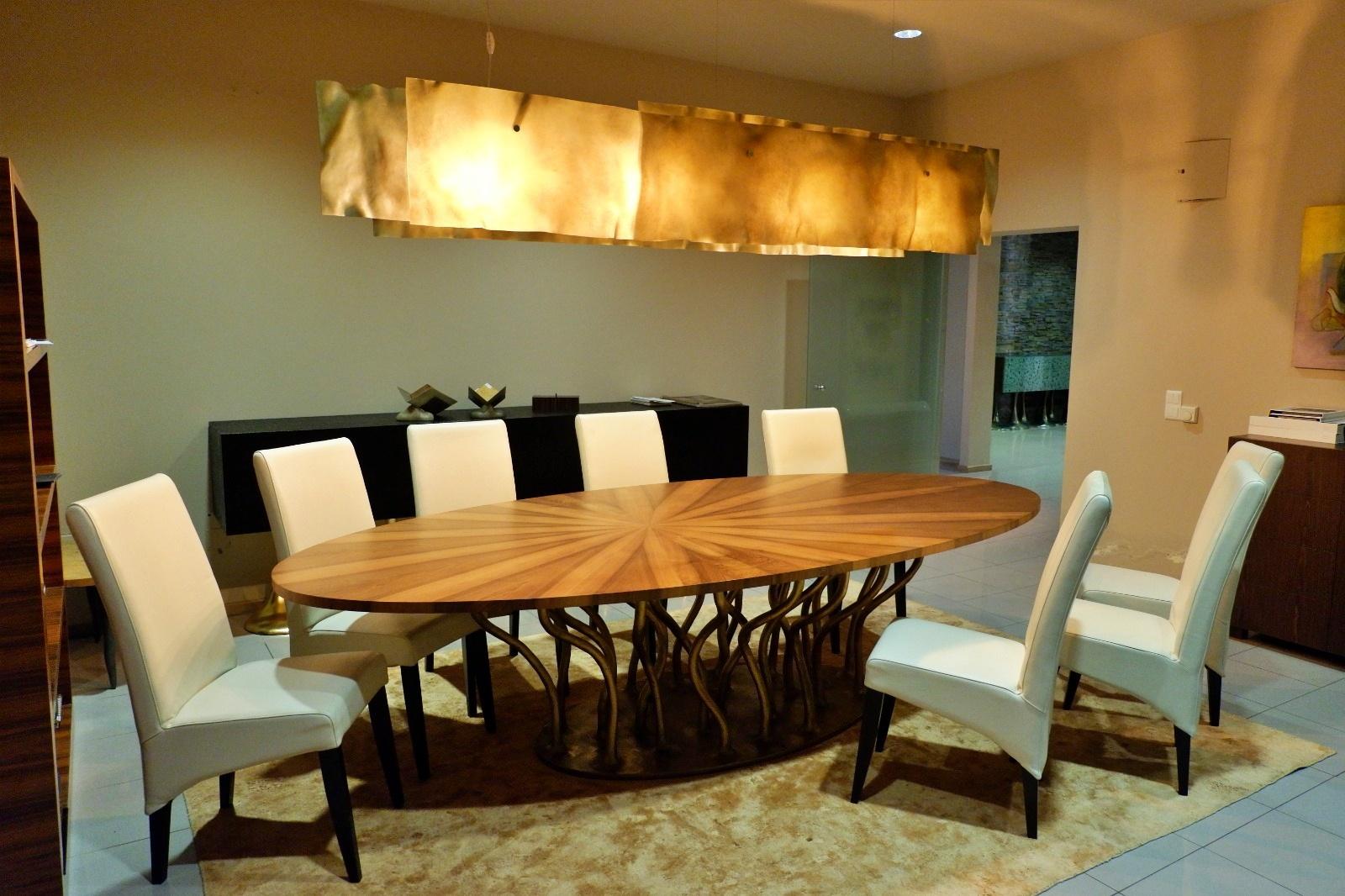 Moderne New Design Bronze Walnut Wood Dining Table  en vente