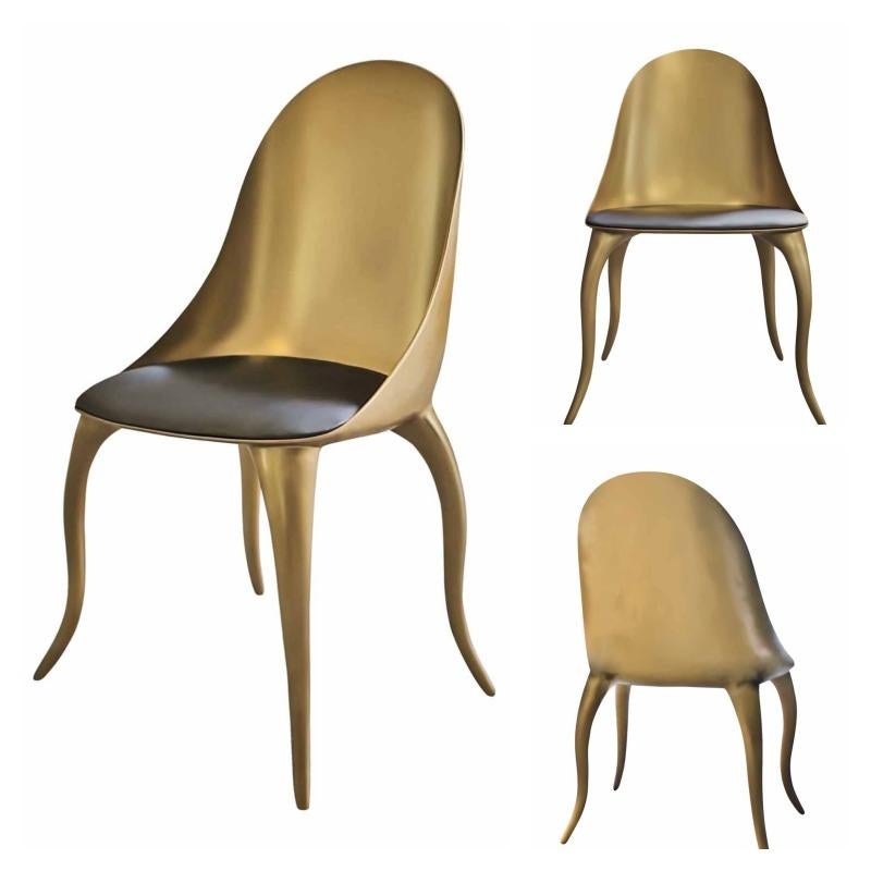 Portuguese New Design Chair in Aged Gold Color For Sale