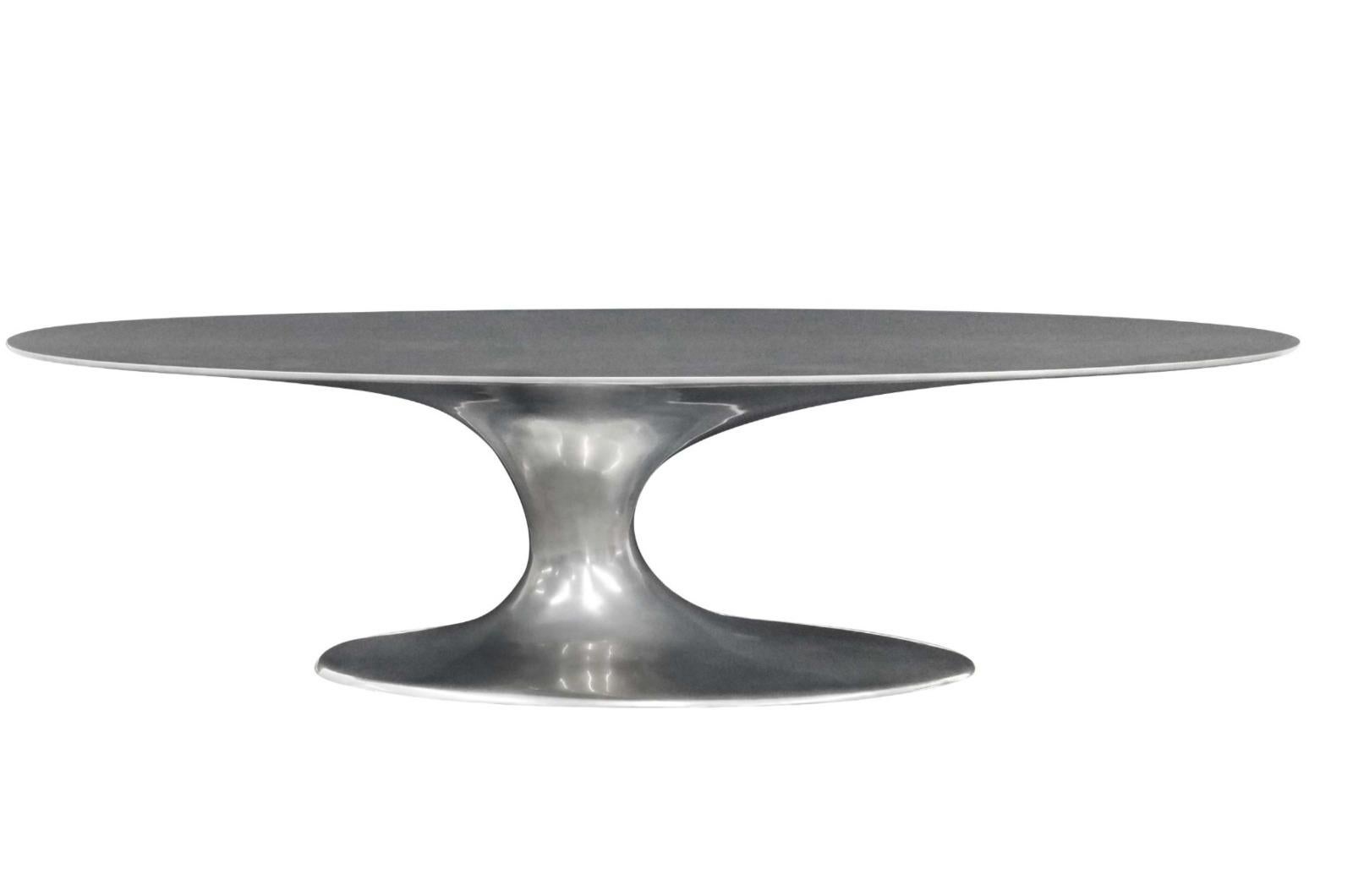 Dining table.

General information

Dimensions (cm): 280 x 105 x 75
Dimensions (in): 110.2 x 41.3 x 29.5
Weight (kg): 87
Weight (lbs): 191.8
Seats: 6 to 8

Materials and colors
Structure: Resin reinforced with fiberglass finished in chrome color.


