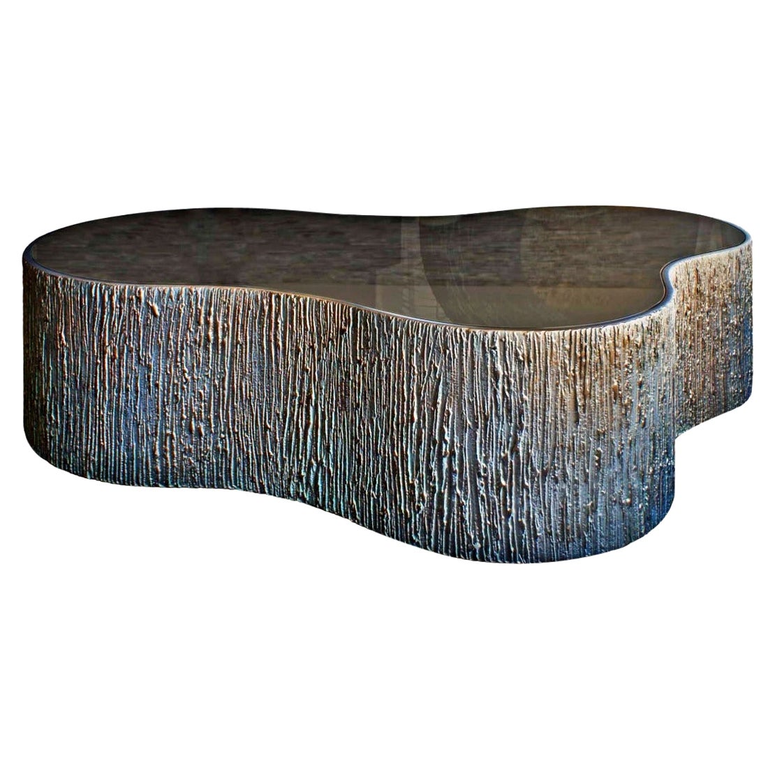 New Design Coffee Table in Bronze Mirror Thick, with Polished Edge For Sale