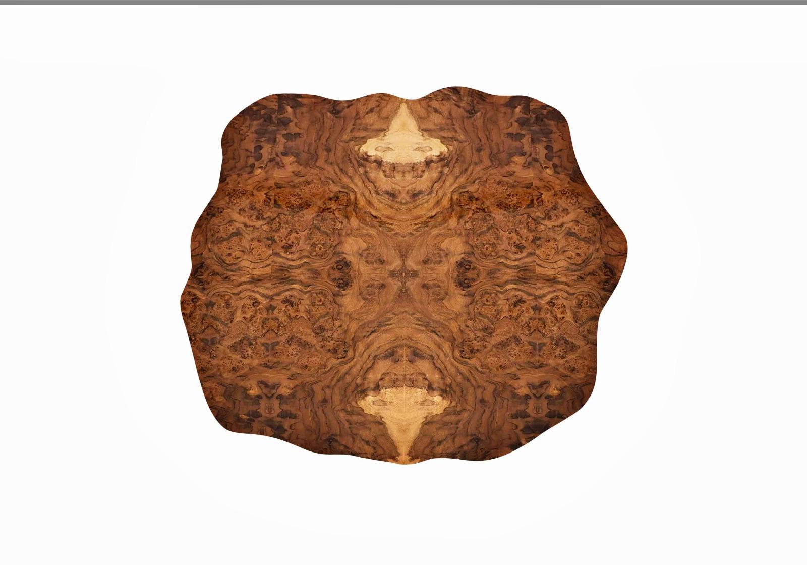 Portuguese New Design Coffee Table in Walnut Root For Sale