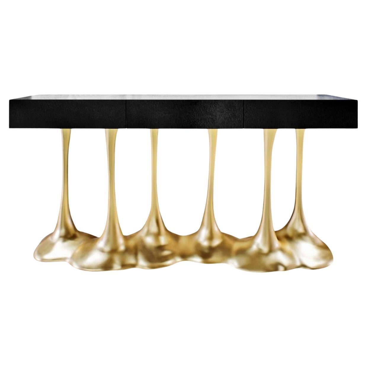 New Design Console in Wood finished in Black High Gloss For Sale
