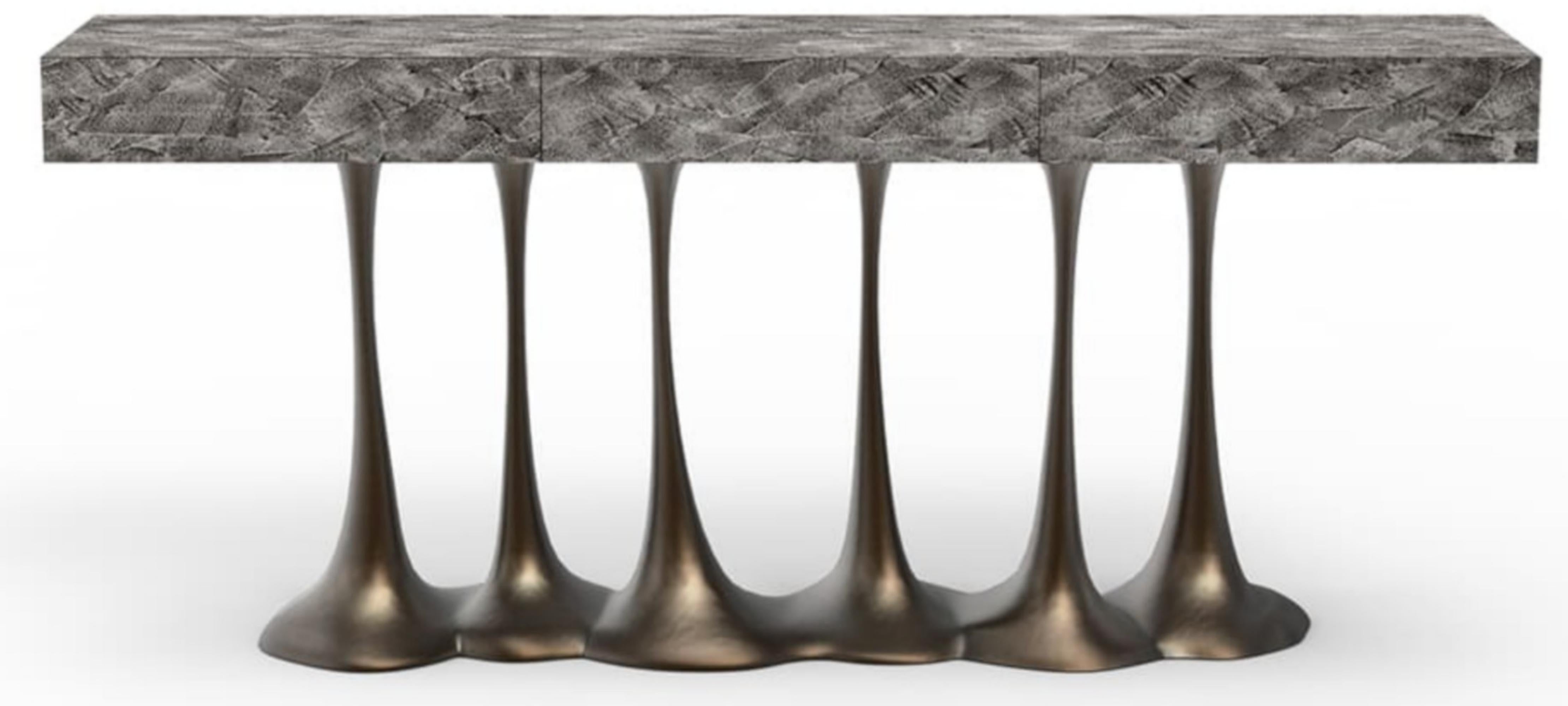 Console

General Information

Dimensions (cm): 210 x 45 x 90


Materials and Colors

Structure: Wood reinforced with fiberglass, textured and finished in grey wood high gloss;
Base: Resin reinforced with fiberglass, finished in bronze color.

