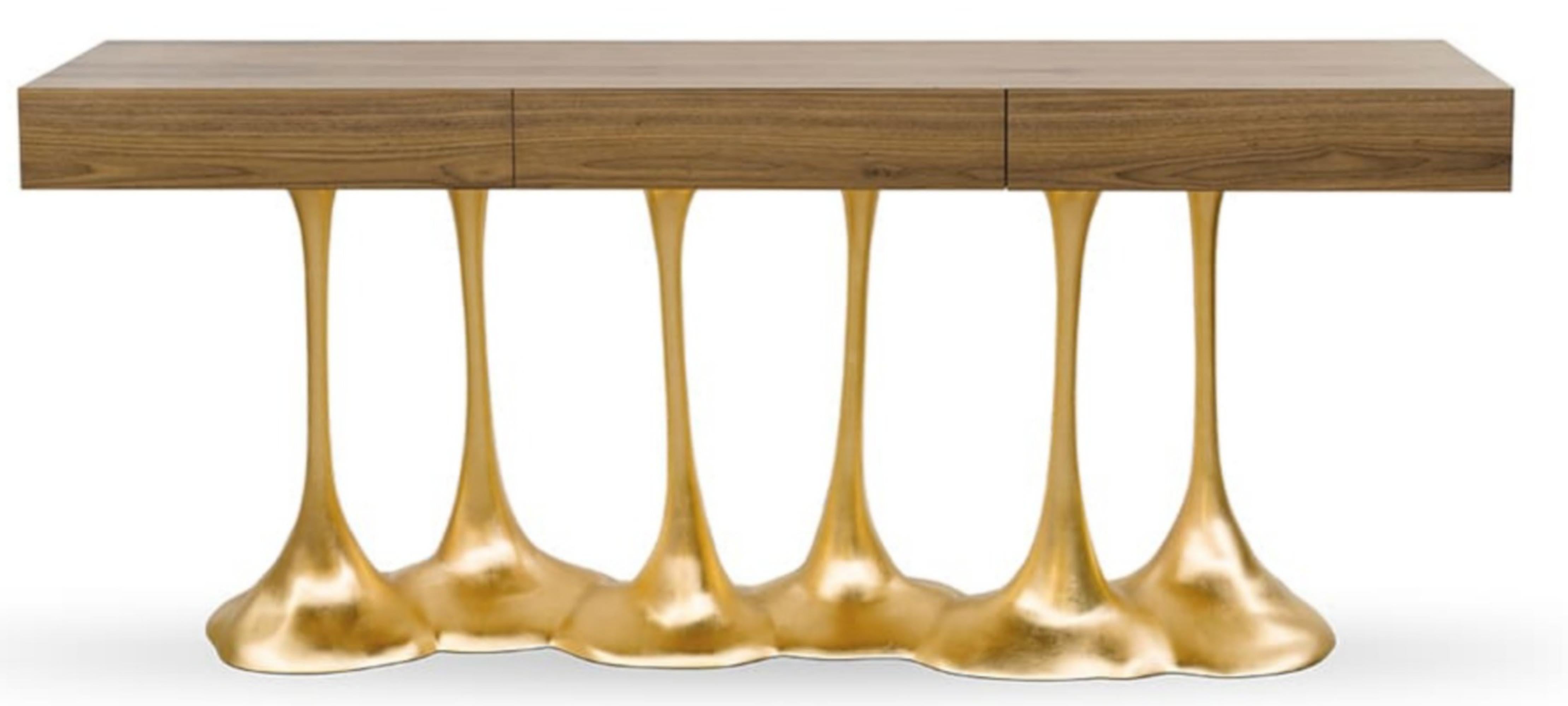 Console

General Information

Dimensions (cm): 210 x 45 x 90


Materials and Colors

Structure: Wood reinforced with fiberglass, textured and finished in marron wood high gloss;
Base: Resin reinforced with fiberglass, finished in gold color.

