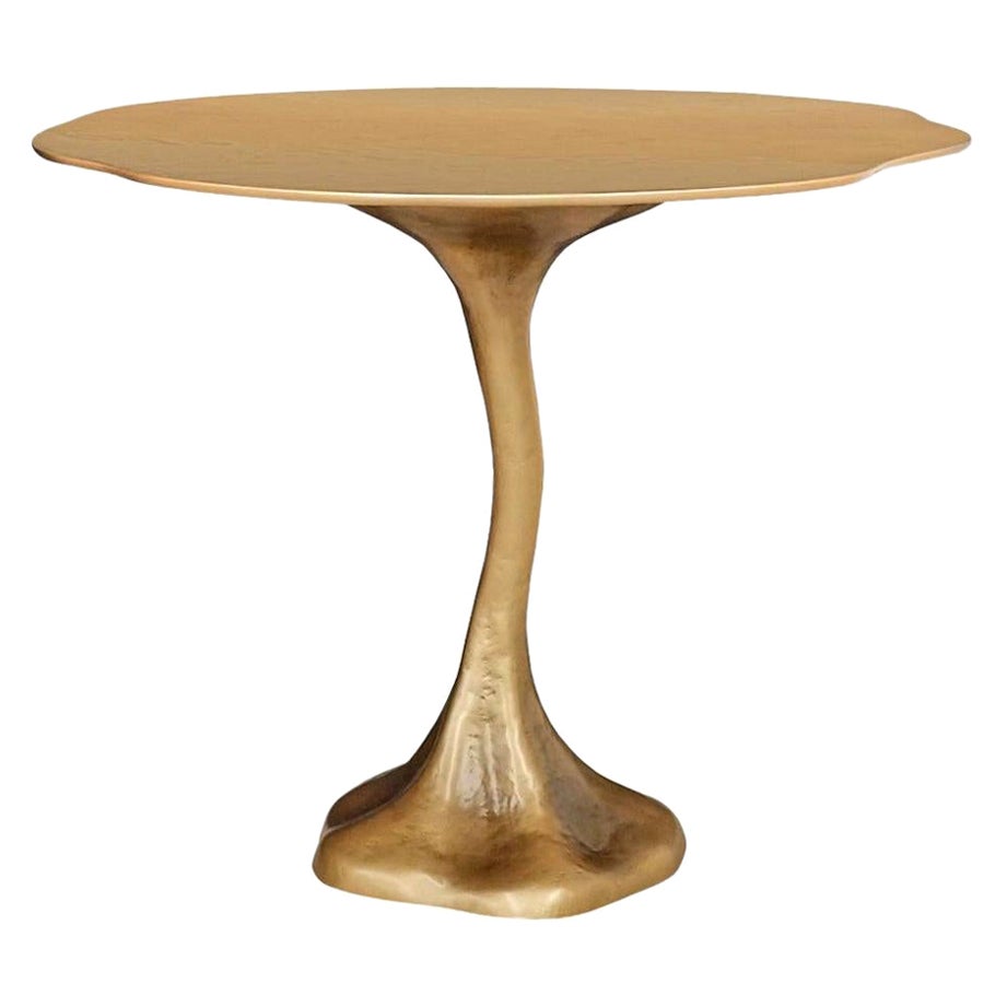 New Design Dining Table in Ceramic and Base in Aged Pale Gold Color For