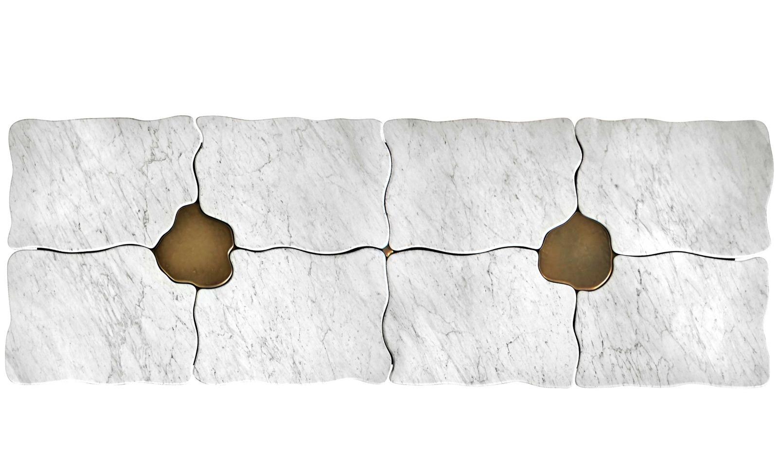 Portuguese New Design Dining Table in Arabescato Marble for 10 / 12 Persons For Sale