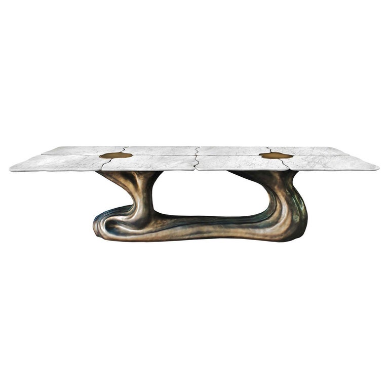New Design Dining Table in Arabescato Marble for 10/12 Persons For Sale