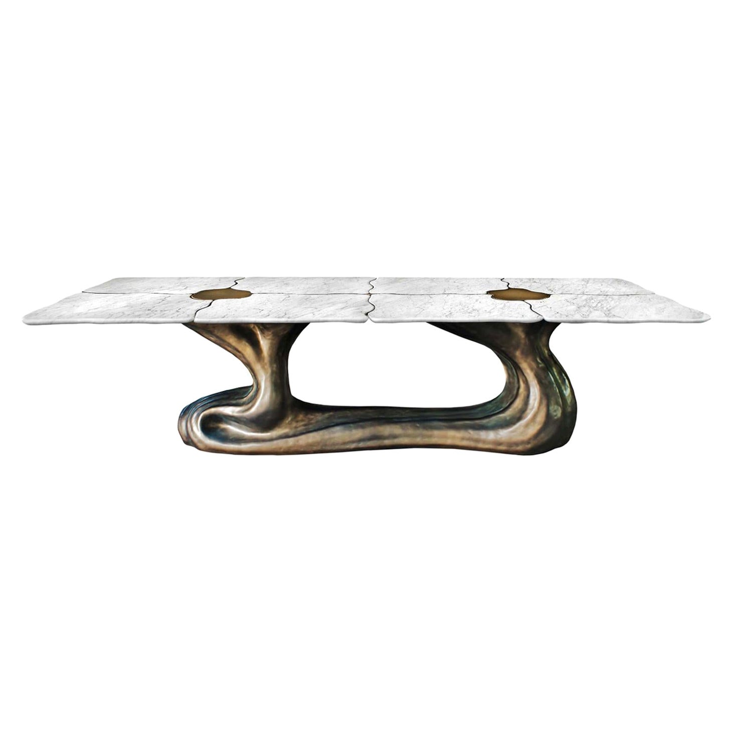 New Design Dining Table in Arabescato Marble for 10 / 12 Persons For Sale