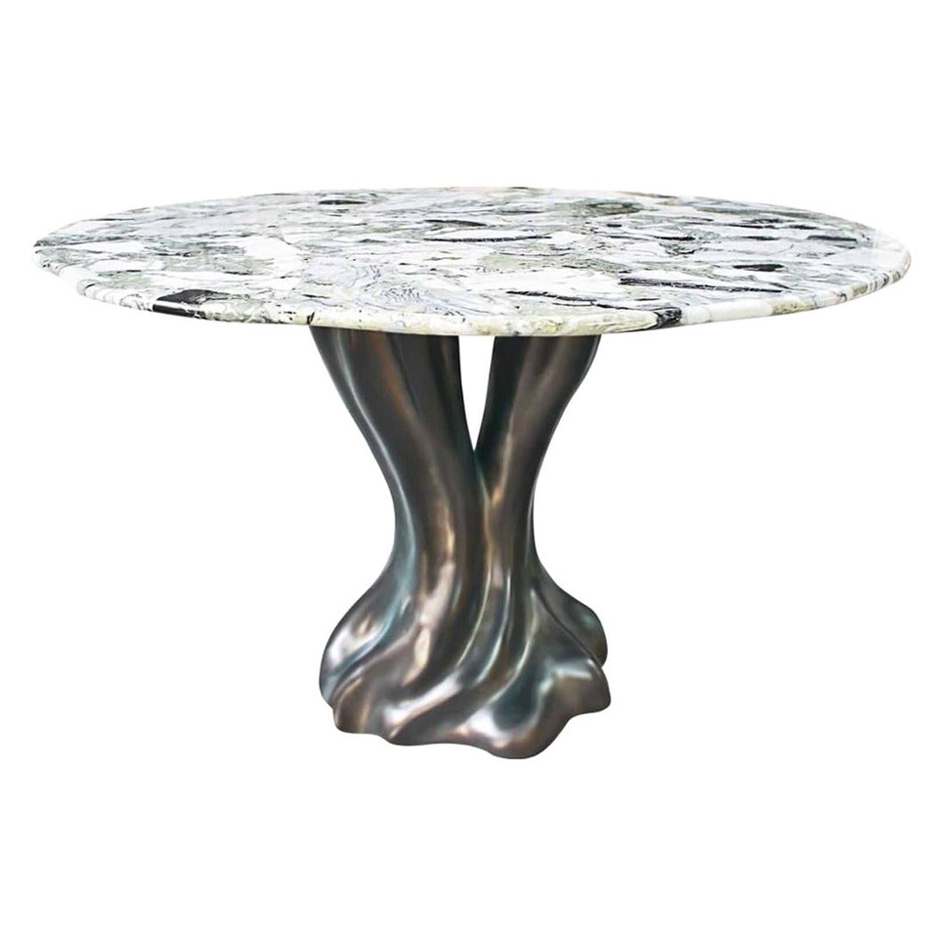 New Design Dining Table in Jade Marble 4 / 6 Persons For Sale