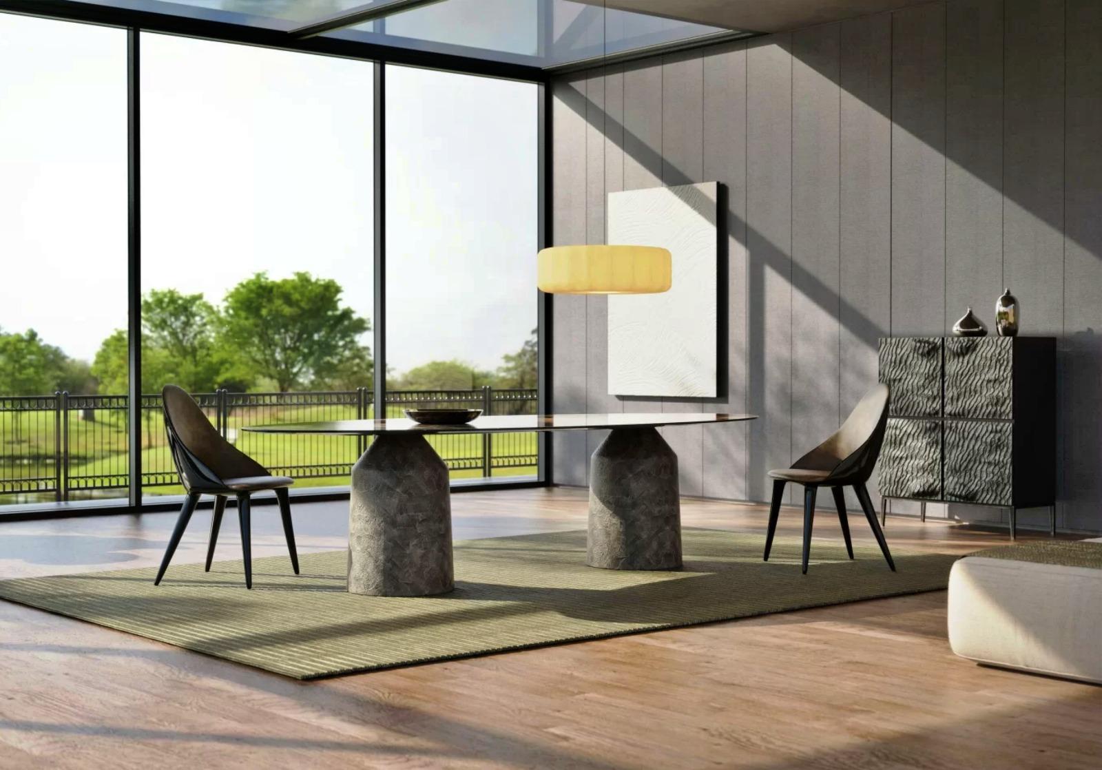 Fait main Table de salle à manger New Design en marbre mat adaptée à l'extérieur en vente