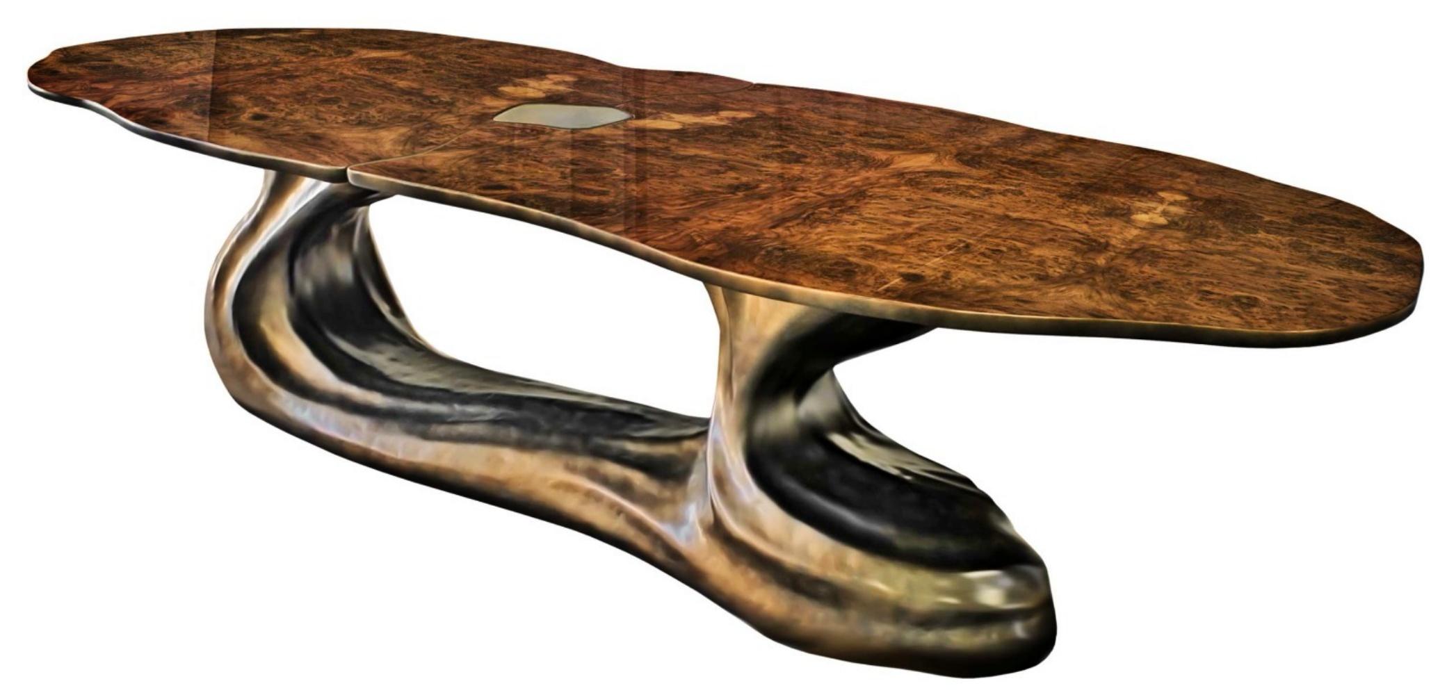 Modern New Design Dining Table in Walnut Veneer for 10/12 Persons Ready Delivery Now For Sale